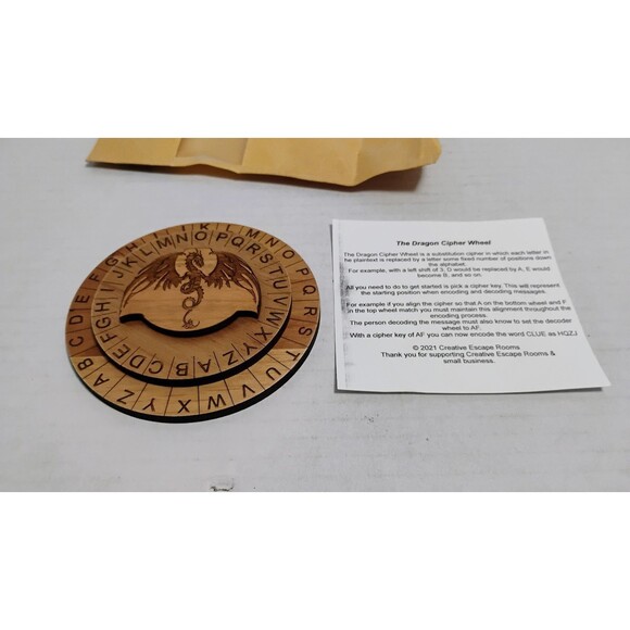 CREATIVE ESCAPE ROOMS MINI WOOD HANDMADE DRAGON CIPHER FOR TABLE TOP GAMING - Picture 5 of 6